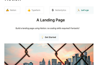 Landing Page in Notion with Typeform and Notionlytics