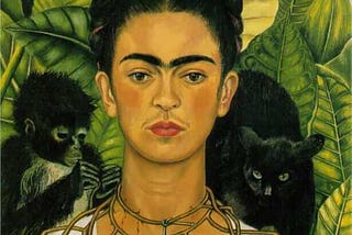 Frida Kahlo self portrait with thorns and hummingbird