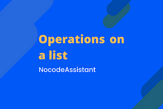 Operations on a list