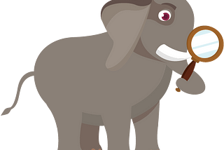 The Informanty elefant with a magnifying glass