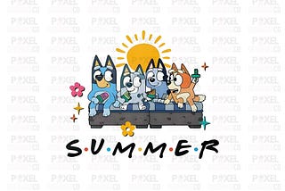 Bluey Friends Summer Png | Bluey png | Bluey Family | Bluey Cut Files | Bluey Digital Download, Swiftie Bluey Fan, Blue dog