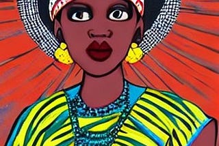 Drawing of woman representing Africa.