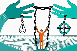 Image depicts a person in chains