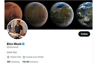 A picture of Elon Musk’s official Twitter account