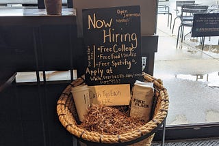 A Starbucks location in Wyomissing, Pennsylvania, offered a variety of additional incentives to new hires.