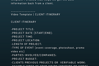 Video Template | CLIENT ITINERARY