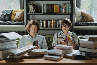 Couple reading.
