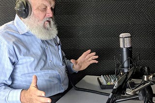 David recording and producing an audiobook