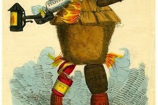 An allegorical image of Captain Swing, the leader of the anti-industrial resistance