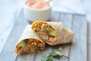 Scrambled Tofu & Vegan Cheese Sauce Breakfast Burrito