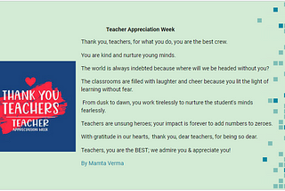 Teachers! You Are The Best