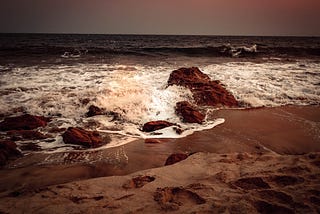 Waves washing ashore