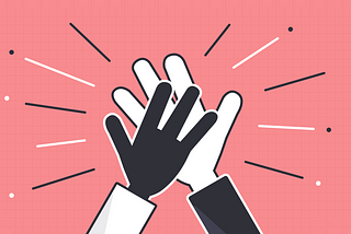 An illustration with two hands doing a high five.