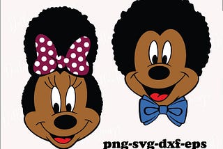 African American Minnie and Mickey Svg, Black woman and black men svg png