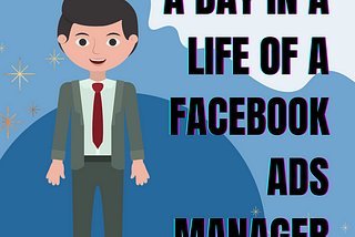 A professional cartoon Facebook ads manager standing