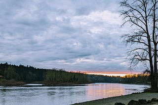 A River Reflects the Evening Sky