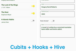 Flutter list-details app with Cubits, Hooks and Hive database
