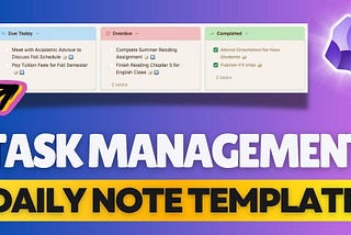 Daily Note Template for Task Management in Obsidian
