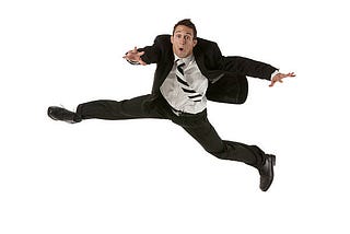 Man in a suit, falling
