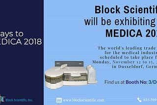 Block Scientific to Exhibit at MEDICA International Trade Fair 2018
