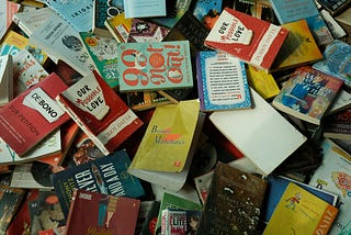 A pile of assorted books.