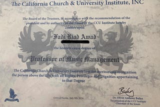 Honorary Professorship and Doctorate to The Multi-Awards Winner and Multi-Charted Artist Fadi Awad…