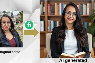 Original image of author compared to an AI-generated headshot created using Fiverr