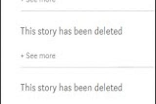 screenshot of deleted stories
