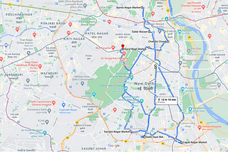 Schematic Mapping of Shopping places in Delhi