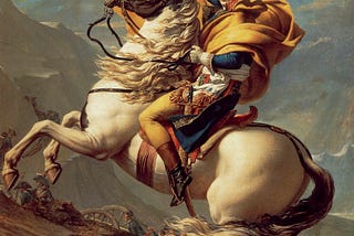 Jacques-Louis David, Napoleon at the Saint-Bernard Pass (1801) (Public domain)