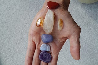 Layout of gemstones on hand