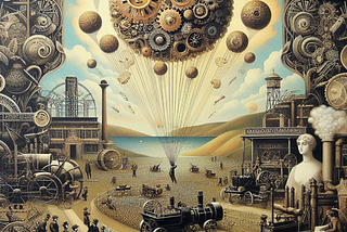 Magazine cover image of a steampunk sphere in the sky and the words “Cultivating Creativity” overhead