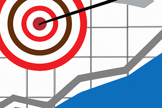 An image showing a target with an arrow hitting the bullseye with some charts in the foreground