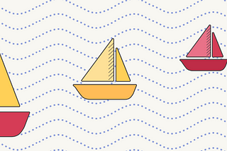 The stylized Skippering sailboats in primary colors