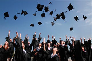 Graduation- throwing hats in the air