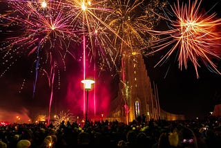 Photo of fireworks in Reykjavik, Iceland