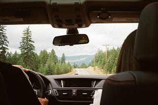 View from the backseat of our car while driving en route to Sun Peaks