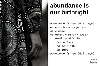 abundance is our birthright
