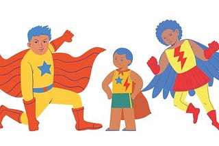 Superhero dad, super hero son and super hero mom — Respectful parenting