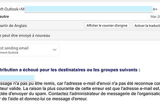 Correction de l’Erreur d’Envoi d’Email : Ce message n’a pas pu être délivré car l’adresse…