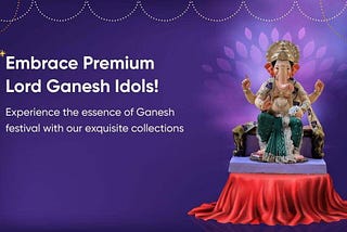 “Promotional banner featuring a beautifully crafted Ganesh idol with the tagline ‘Pre-Book Your Ganesh Idol Today!’ along with Majha Morya’s website link and booking details.”