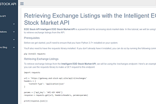 Retrieving Exchange Listings with Python using eod-stock-api.site