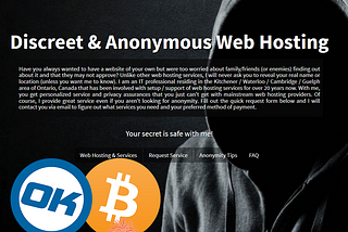Use Bitcoin and Okcash to buy Anonymous Hosting