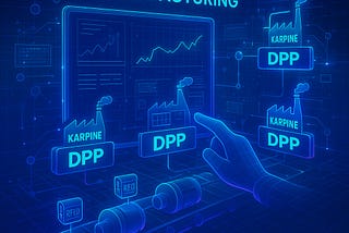 An illustration of a decentralized manufacturing model interconnected by Karpine’s traceability and transparency technology.