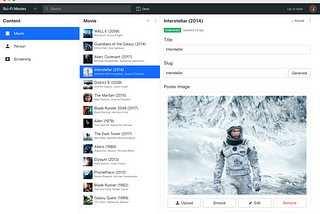 A screenshot of the Sanity CMS editing a movie content type.