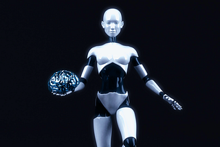 A robot holding a human brain in it’s hand