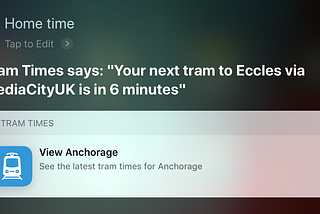 Hey Siri, when is my next tram?