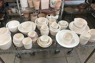 Unglazed bisqueware pottery