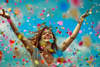 Woman throwing confetti in the air