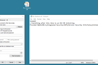 A quick way to test as well as create a Microsoft-Database-based connection string